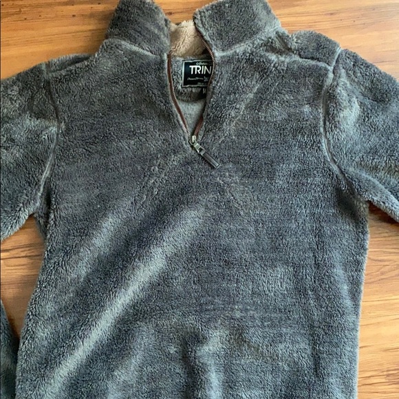 Tops - Gray Fuzzy Sherpa Quarter Zip